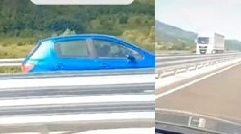 „Пежо“ лети с бясна скорост в насрещното на магистралата